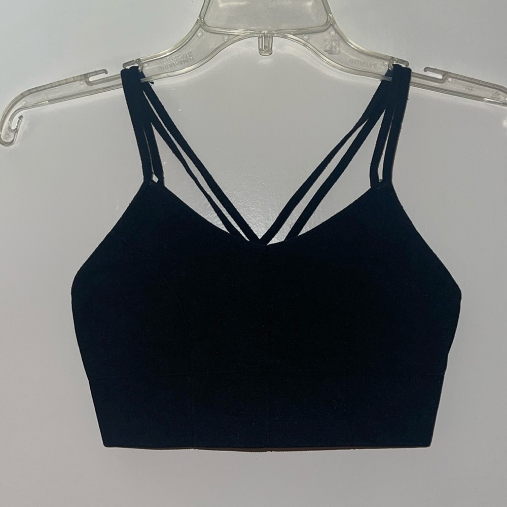 Pre-Owned Black Forever 21 Double Strap Criss Cross Sports Bra Bralette Size Med